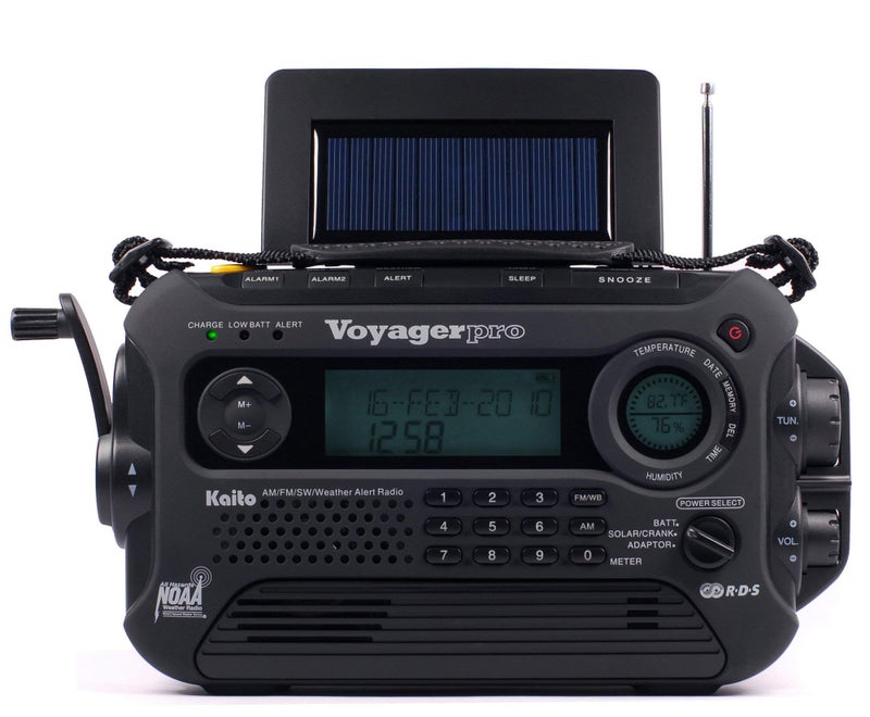 Kaito راديو كايتو KA600L للطوارئ 5 طرق يعمل بالطاقة AM/FM/SW NOAA مع تنبيه الطقس، يعمل بالطاقة الشمسية، ومولد دينامو، ومصباح يدوي ومصباح قراءة، راديو رقمي مع لوحة شمسية (أسود) - Image 5